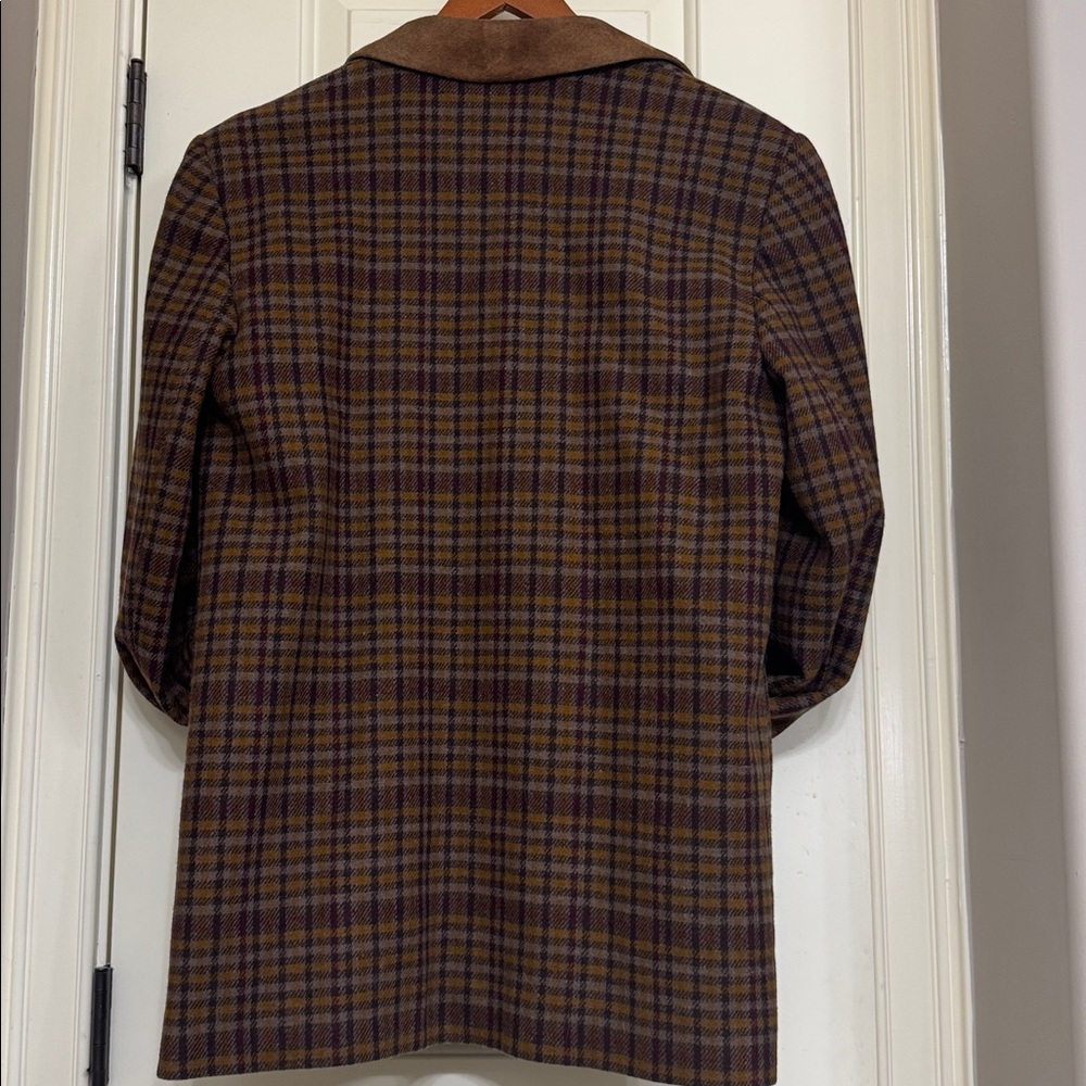 Vintage Tweed Blazer Donnybrook Brown Plaid Wool Jacket Size 10 - Picture 2 of 7